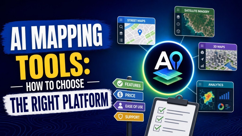 AI Mapping Tools: How to Choose the Right Platform, with street maps, satellite imagery, 3D maps, analytics, and an evaluation checklist.